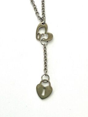 🆕 Aries Zodiac/Fire Sign with Hanging Lock Heart Pendant Necklace- Stainless